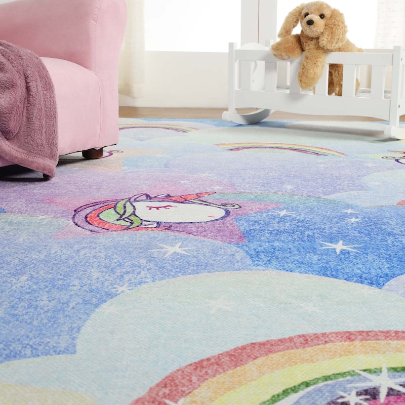 Unicorn Rainbow Colorful Playroom Indoor Area Rug by Superior
