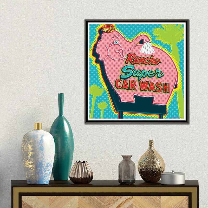 iCanvas "Elephant Car Wash Rancho" by Jim Zahniser Framed