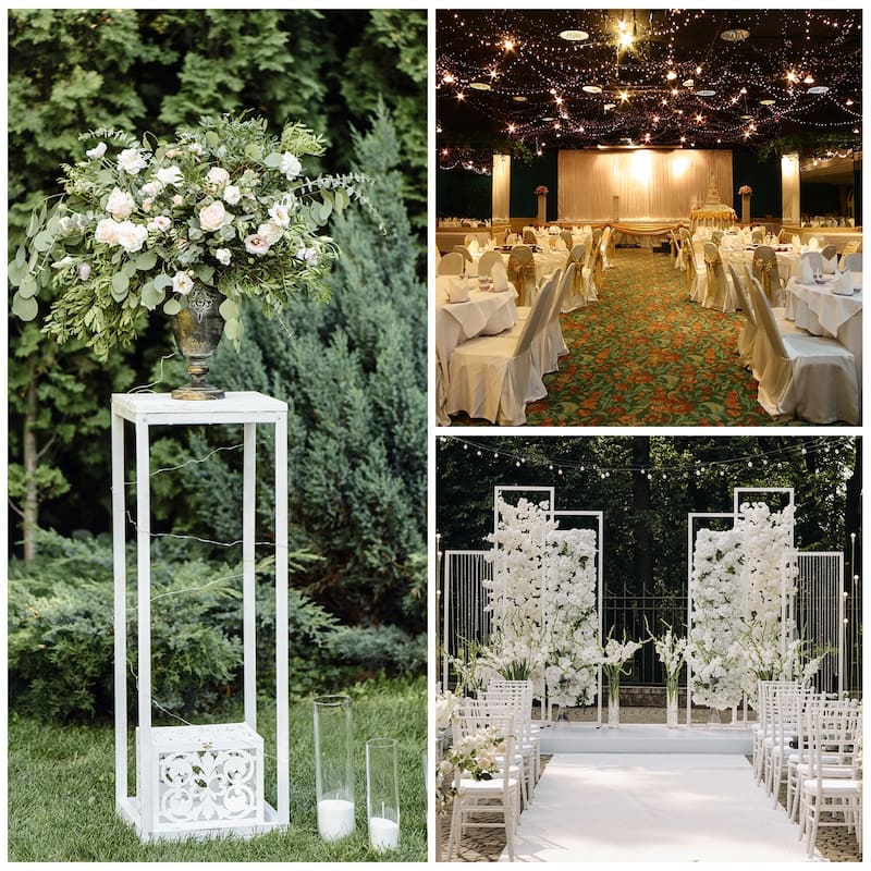 2pcs Wedding Flower Stand Vase Column Acrylic Flower Stand - Clear - 7.9" x 7.9" x 31.5"
