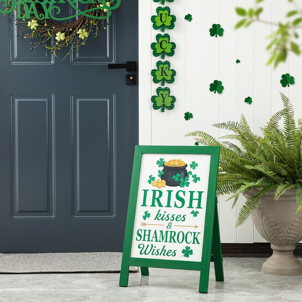 Glitzhome 24"H St. Patrick's Wooden Porch Sign Wall Decor