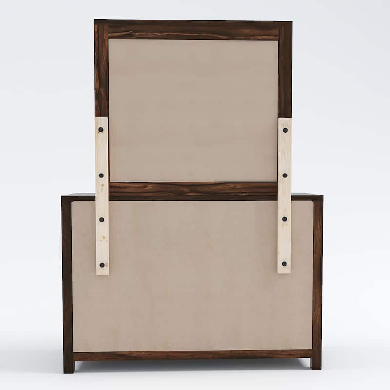 Lome Rustic Brown Wood 6-Drawer 2-Piece Dresser and Mirror Set by Furniture of America