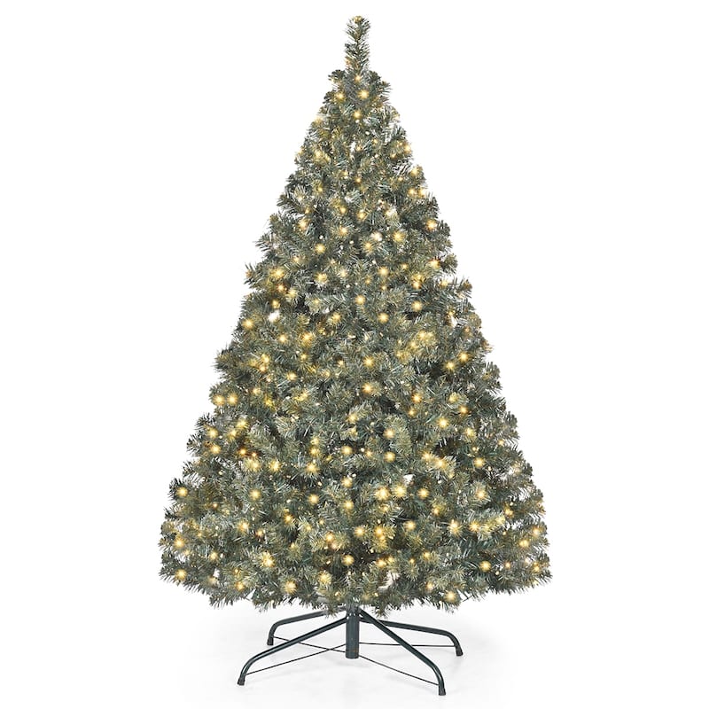 4.5 Feet PVC Pre-lit Artificial Hinged Christmas Tree - Green - 4.5 Foot