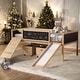 preview thumbnail 2 of 17, Contemporary Design Twin size Loft Bed Wood Bed with Double-sided Chalkboard, Sturdy Construction & Unique Design, Natural