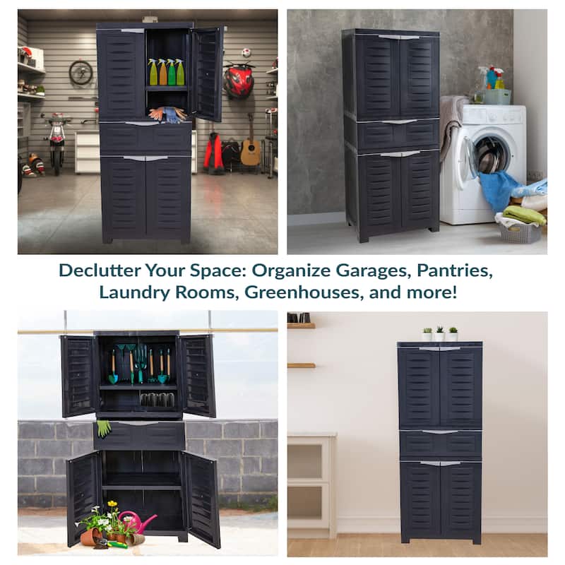 Sunnydaze Storage Cabinet with 2 Adjustable Shelves and Drawer