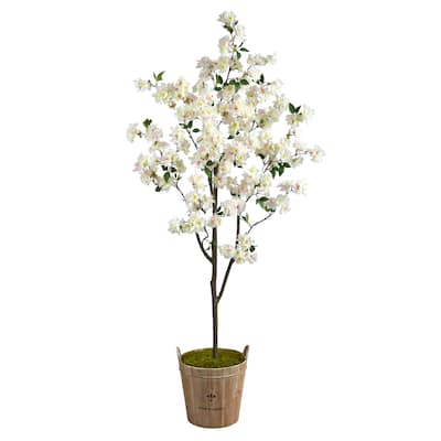 6' Cherry Blossom Artificial Tree in Farmhouse Planter - 14.5"