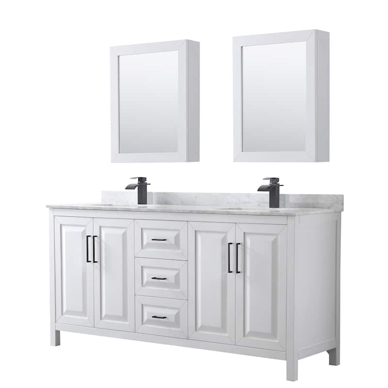 Daria 72-inch Double Vanity, Marble Top, Medicine Cabinets