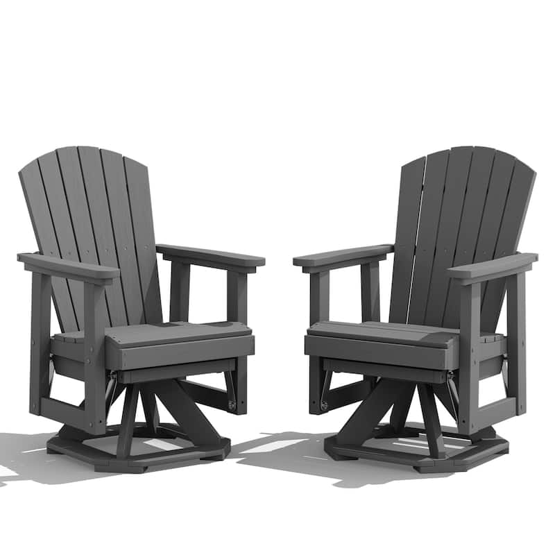 Set of 2 HDPE Adirondack Swivel Gliders, Outdoor Patio Chair Set