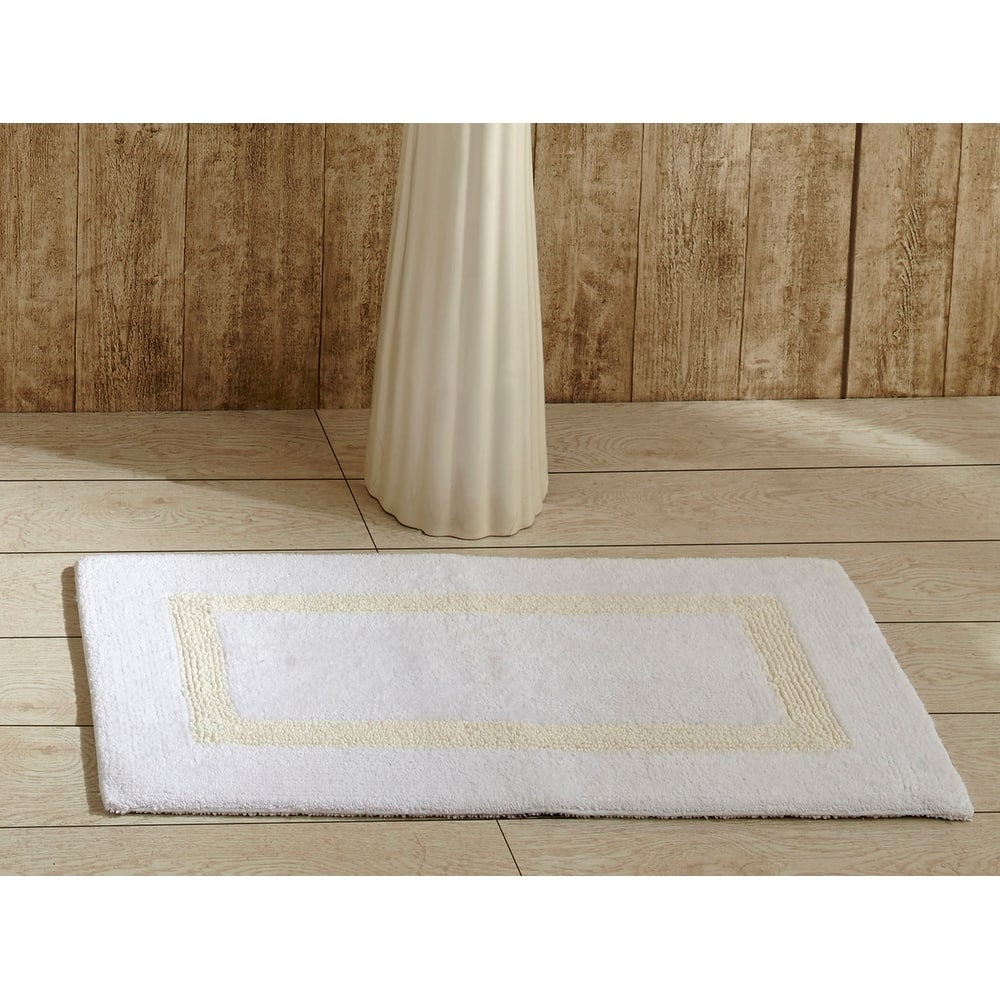 Better Trends Hotel Collection in Race Track 100% Cotton Super Absorbent Reversible Double Sided Machine Washable Bath Mat Rug