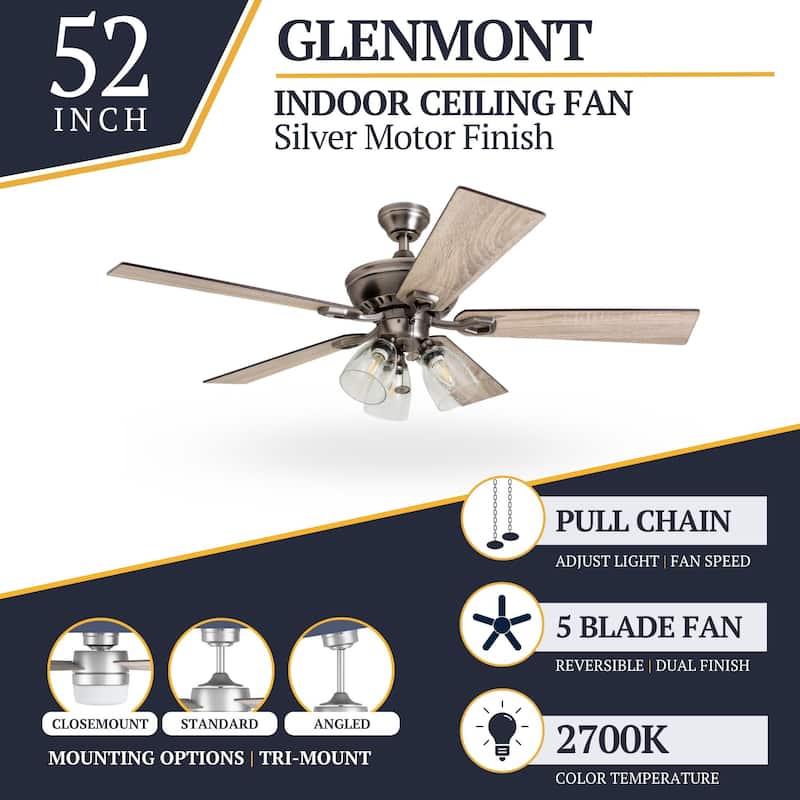 The Gray Barn Grumio Antique Pewter 52-inch Ceiling Fan with 5 Barnwood Blades