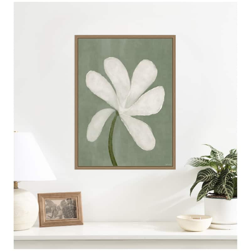 Kate and Laurel White Floral by Gabrielly Guedes Framed Canvas Wall Art Print