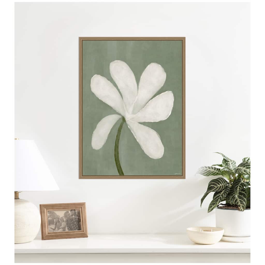 Kate and Laurel White Floral by Gabrielly Guedes Framed Canvas Wall Art Print