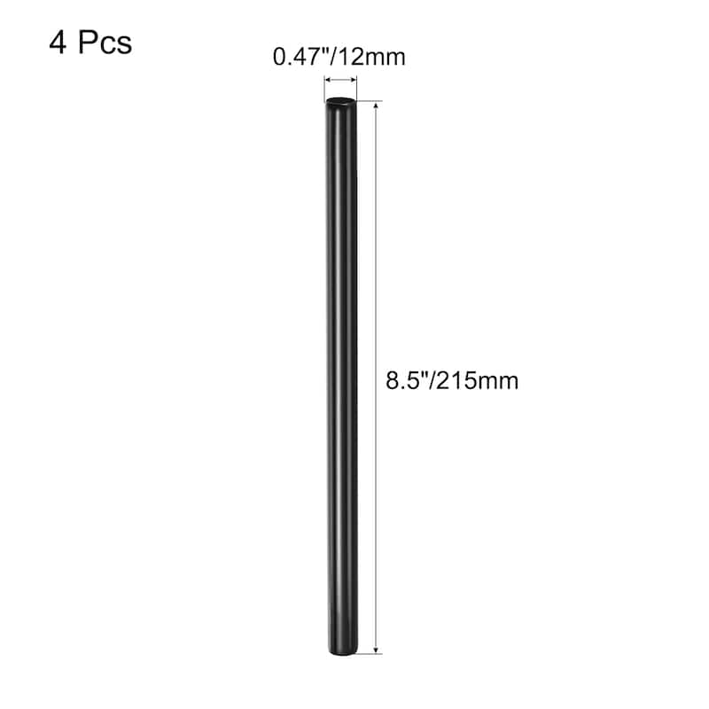 Reusable Metal Straws 4Pcs, Stainless Steel Straight Drinking Straw - Black