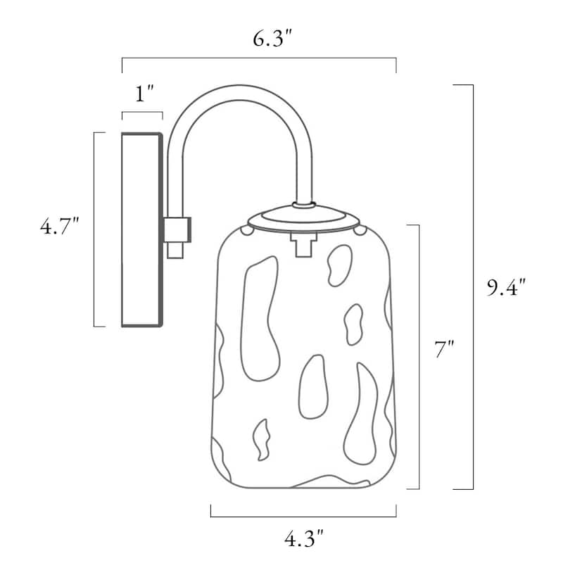 Modern Farmhouse 1-Light Mason Jar Wall Sconce Hand-blown Glass Bathroom Vanity Light - D 4.3" x H 9.4"