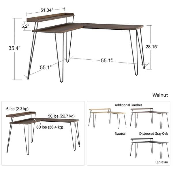 L Desk Riser L Desk with Riser Natural White - Bed Bath & Beyond - 35827854