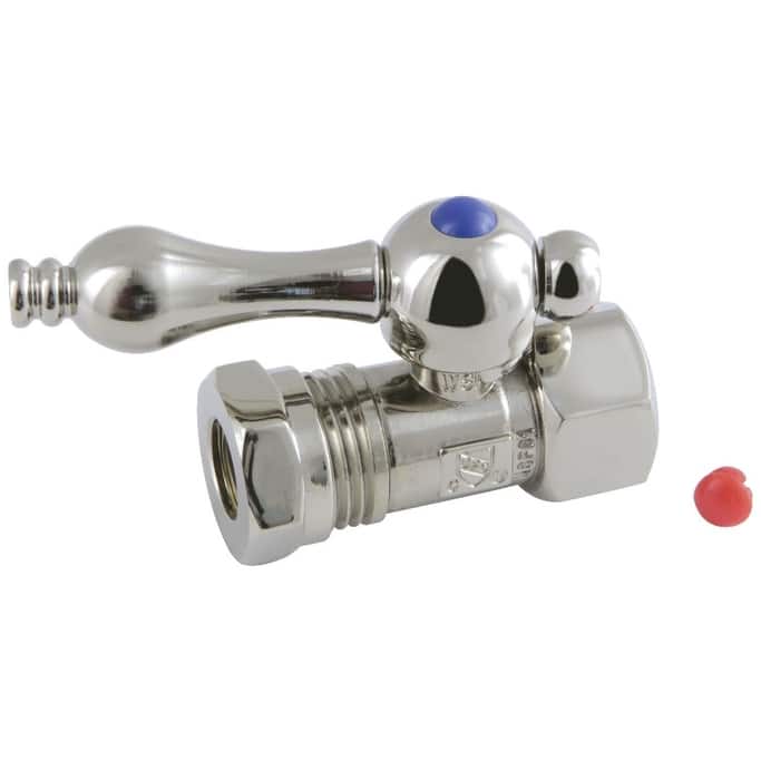 Kingston Brass Vintage Quarter Turn Valves (1/2" FIP X 1/2" and 7/16" - Polished Nickel