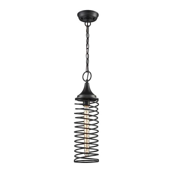 slide 2 of 2, Spring 1-Light Mini Pendant in Oil Rubbed Bronze with Twisted Metal Shade