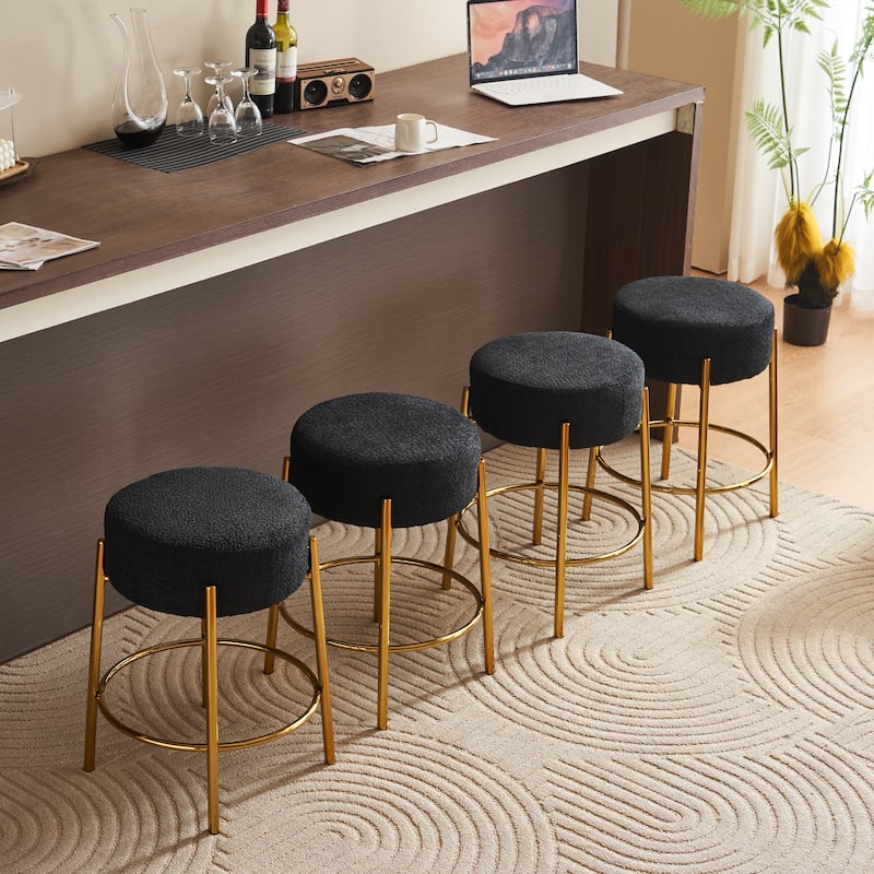 Set of 2 Contemporary Round Upholstered Dining Stools, Bar Stools