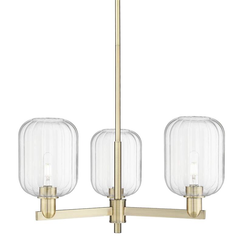 Innovations Lighting 716-3CR-14-18 Preston Chandelier Cylinder Preston - Antique Brass / Clear