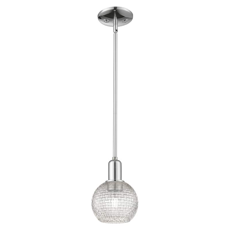 Innovations Lighting Endless Possibilities Arcadia - Athens - 1 Light 6" Basketweave Stem Hung Mini Pendant - Polished Chrome