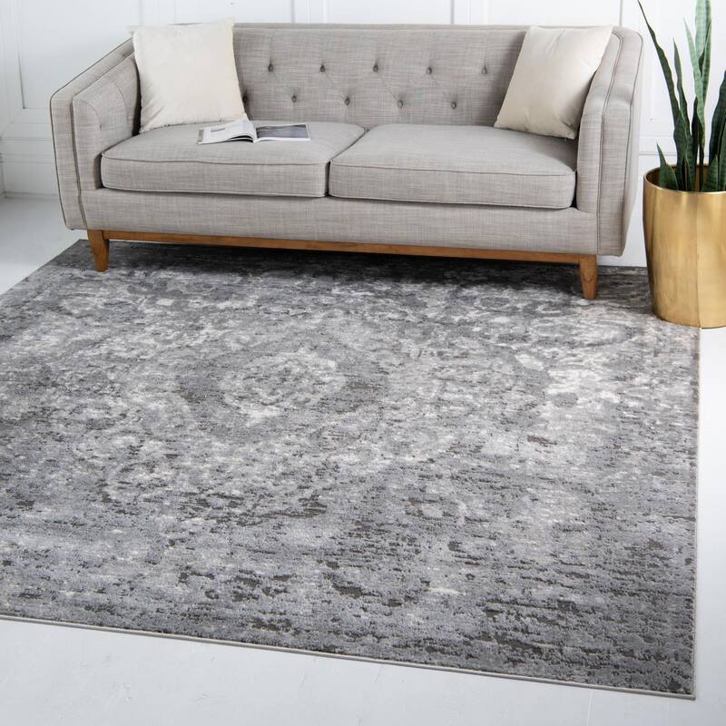 Transitional Wedo Collection Area Rug - 4' Square - Light Gray