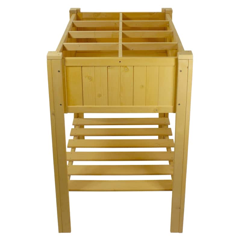 3ft Wooden Raised Garden Bed Planter Box with Shelf - 3'