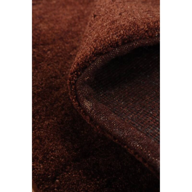 Hand Knotted Oriental 100% Wool Carpet Modern Solid Brown Gabbeh Runner Rug - 4' 7'' X 2' 5''
