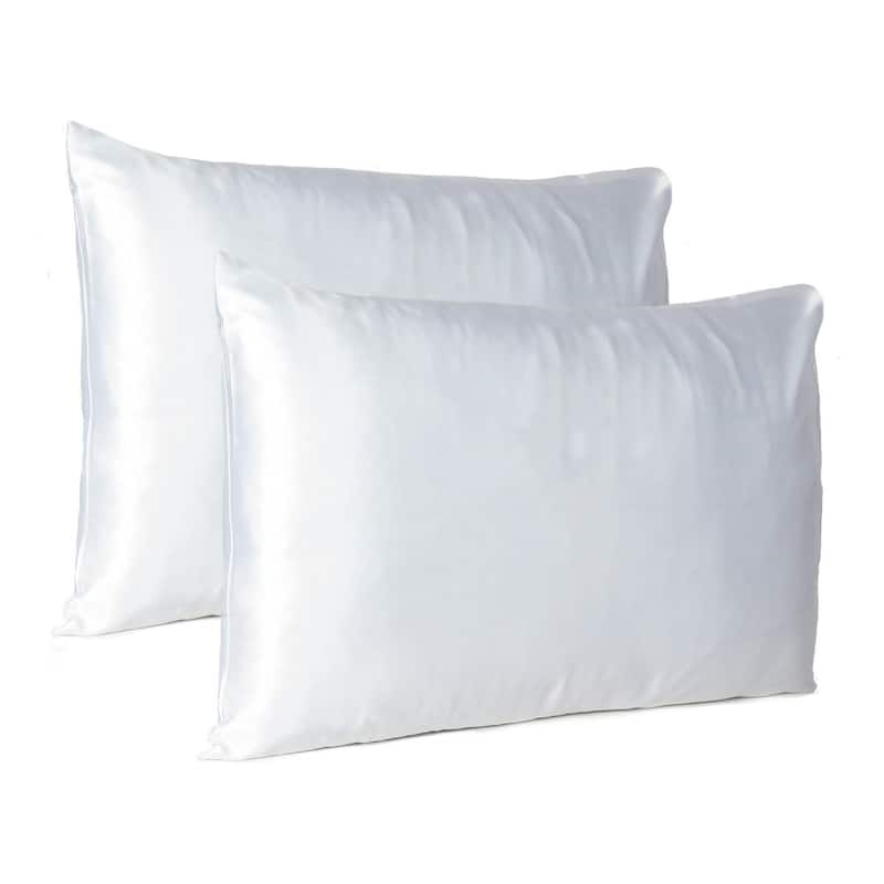 HomeRoots White Dreamy Set Of 2 Silky Satin Standard Pillowcases - White - 20' X '26' X '1