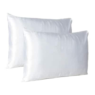 HomeRoots White Dreamy Set Of 2 Silky Satin Standard Pillowcases