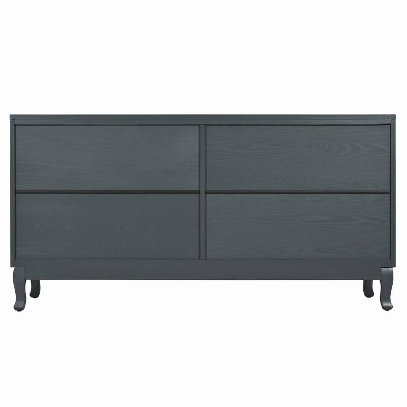 Retro 4-Door Sideboard with Large Storage Space and Rattan Doors for Home Entryway Decor