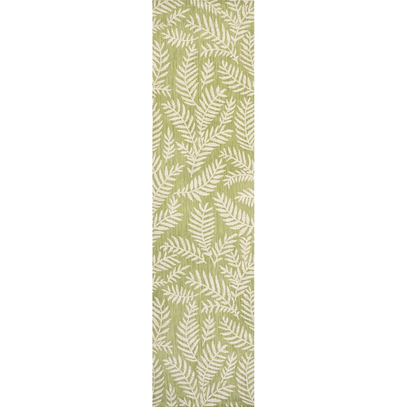 JONATHAN Y Galon Palm Frond Indoor/Outdoor Area Rug - 2 X 8 - Green/Cream