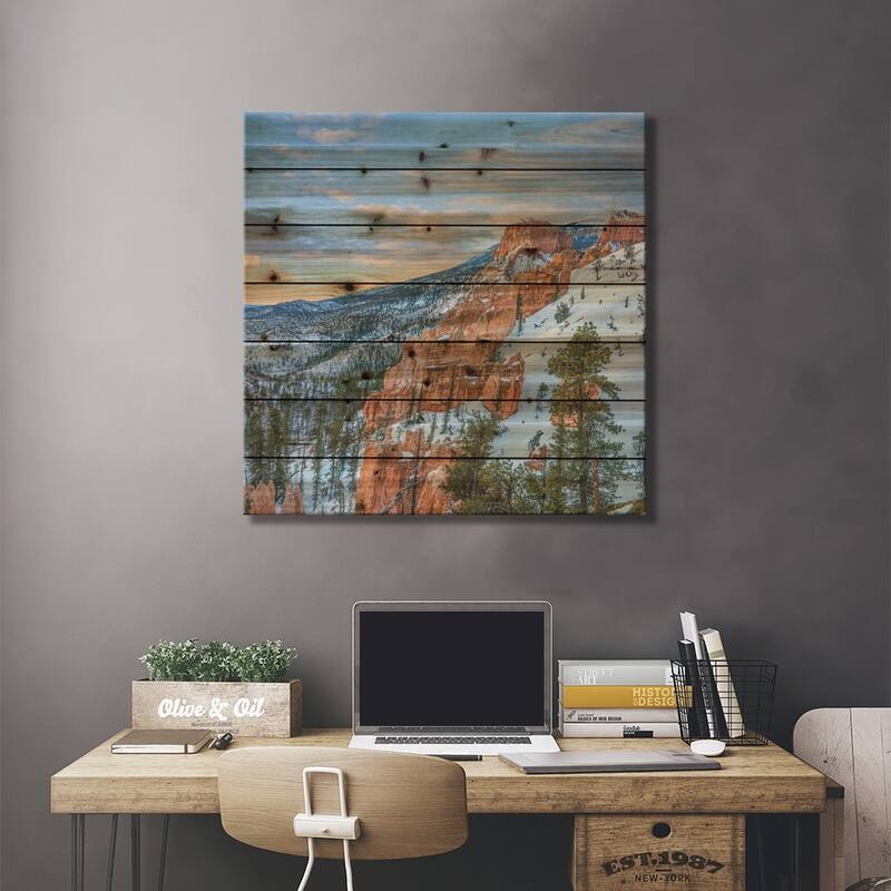 Hoodoos In Winter, Bryce Canyon National Park, Utah Print On Wood by Tim Fitzharris - Multi-Color