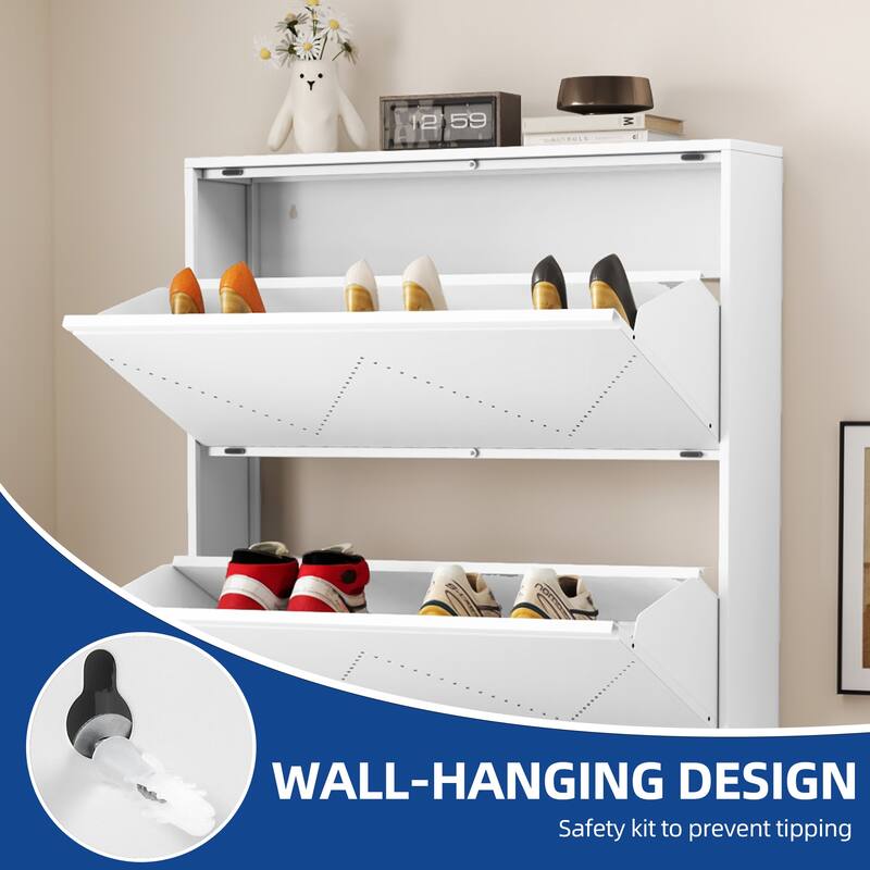 Moasis 3 Flip Drawers Steel Shoe Storage Cabinet Wall mount