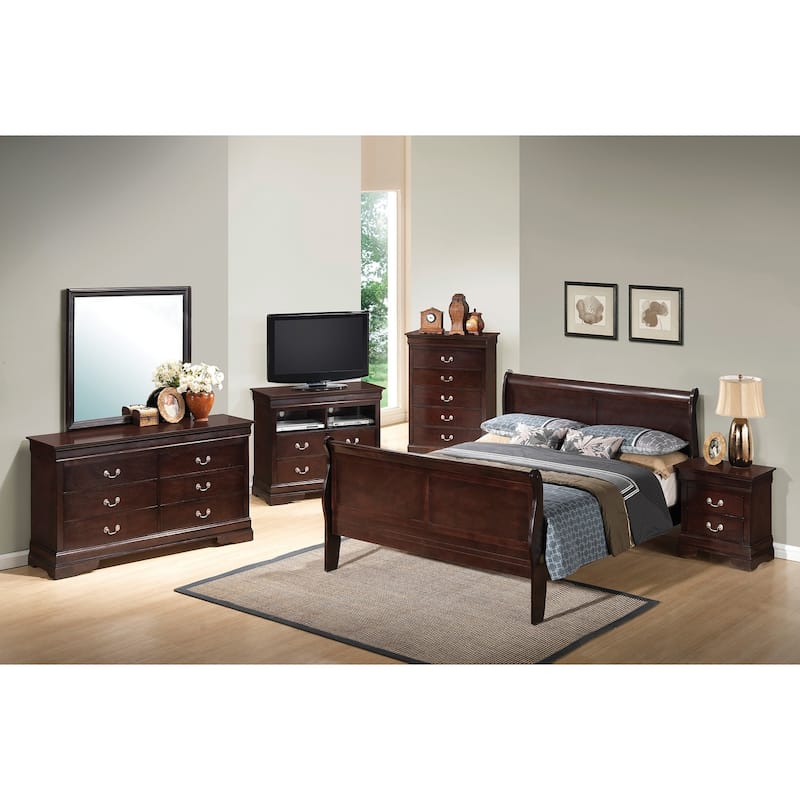 Wooden Sleigh Queen Platform Bed - 84" - Dark Brown