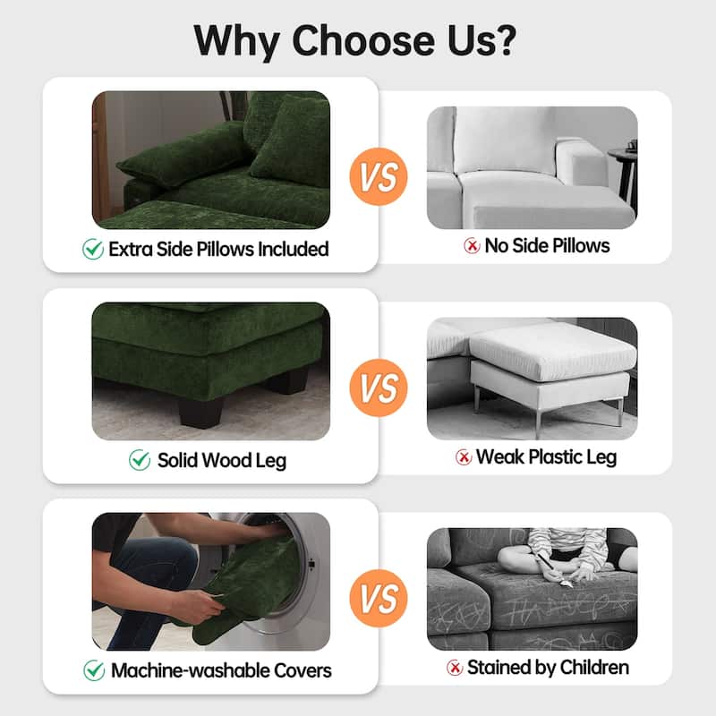 Modular Sectional Sofa, Comfy Cloud Couch Sectional Sofa with Ottoman, Deep Seat Sofa Sleeper for Living Room