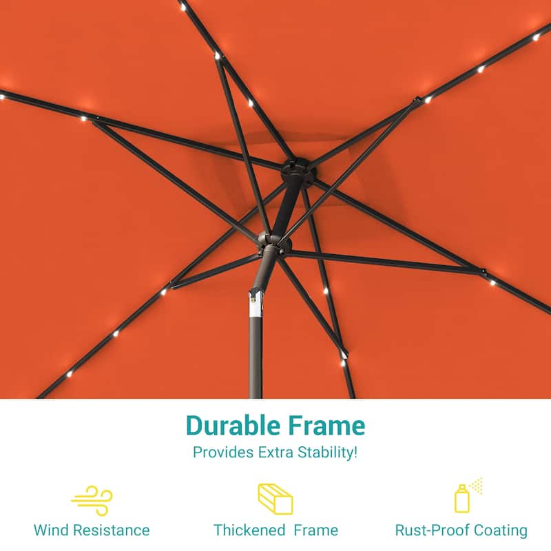 LIVOOSUN 6x9Ft LED Patio Umbrella Weather Resistant Table Umbrella