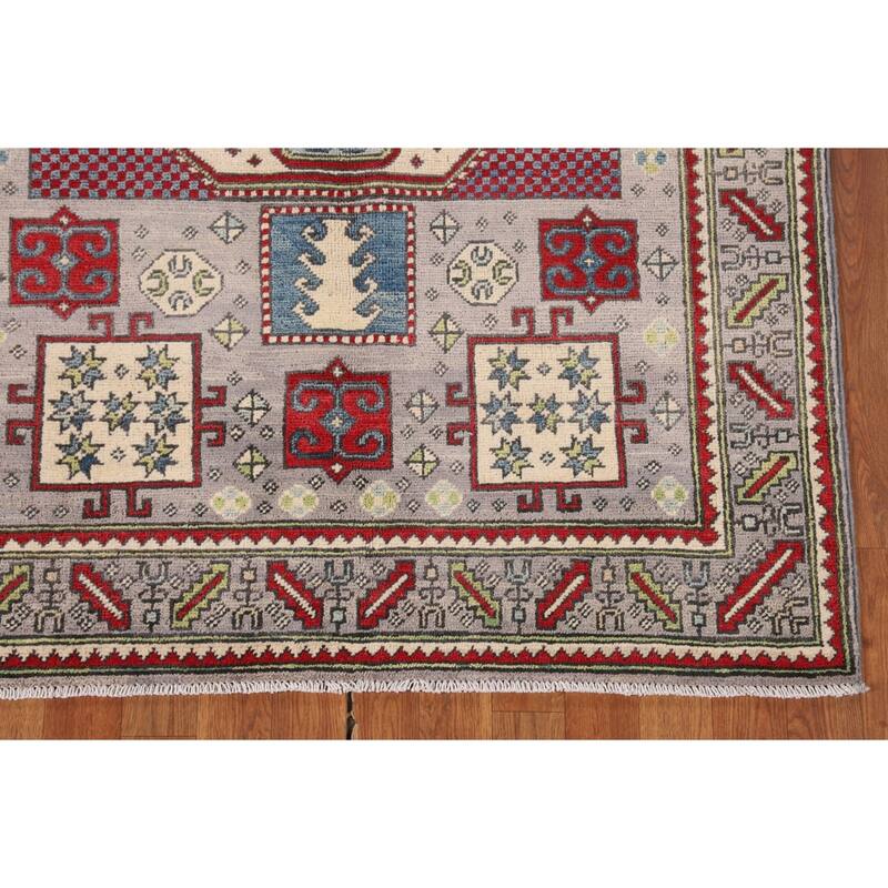 Kazak Oriental Area Rug Handmade Blue Traditional Wool Carpet - 3'11" x 5'11"