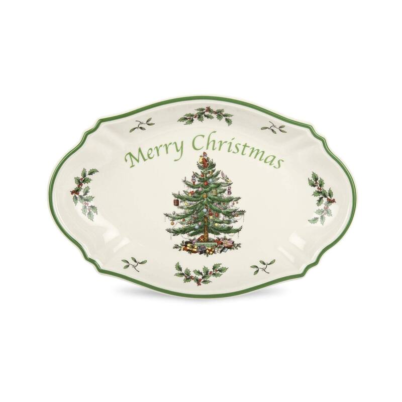 Spode Christmas Tree Merry Christmas Tray - 11" L - 11" L - Multicolored
