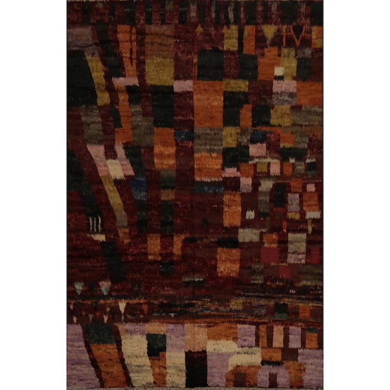 Hand Knotted Oriental 100% Wool Carpet Modern Tribal Red Moroccan Area Rug - 11' 8'' X 8' 11''