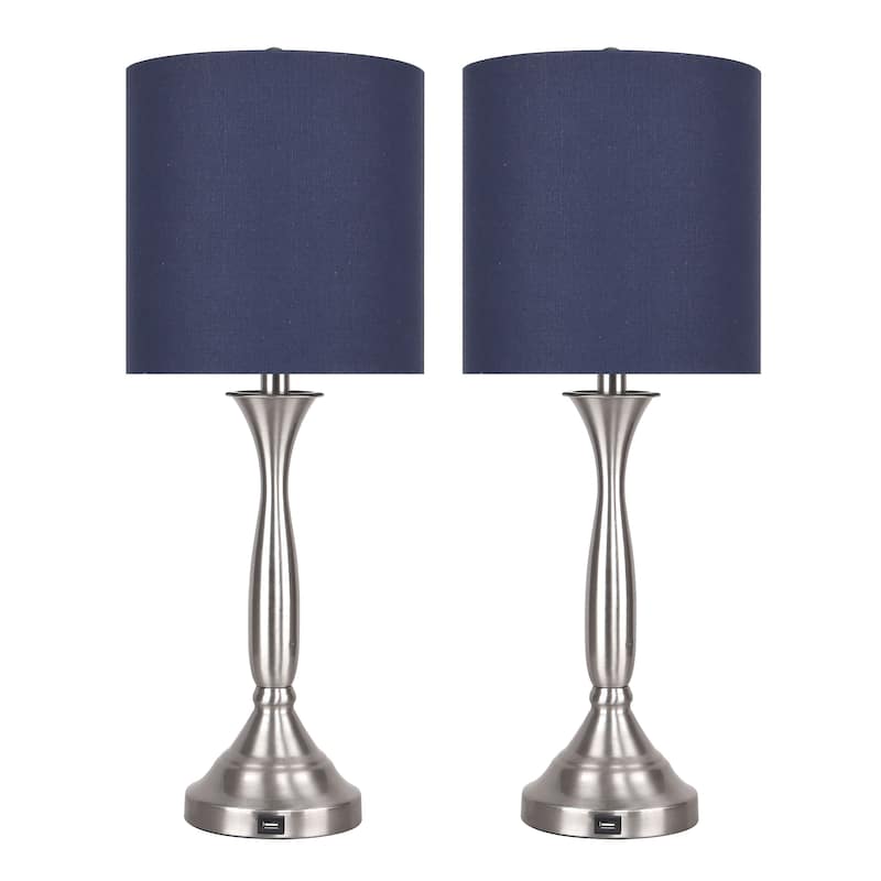 Sawyer 25" Metal Table Lamp with USB (Set of 2)
