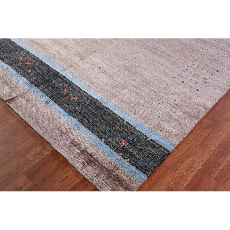Gabbeh Indian Area Rug Handmade Brown Wool Carpet - 6'8" x 9'7"