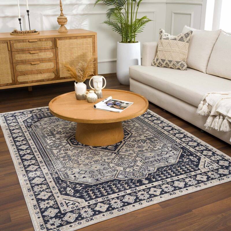 Hauteloom Cabacungan Hallway, Kitchen Machine Washable Runner Rug - Black, Taupe, Peach - 2'7" x 7'3"
