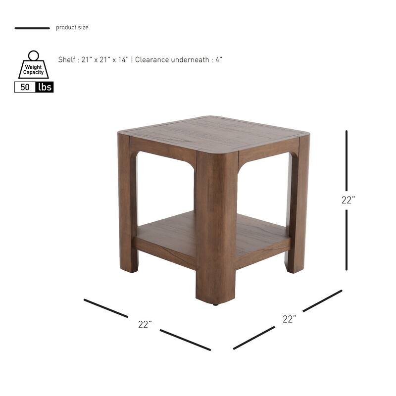 NPD Furniture Trevin Side Table with Open Shelf