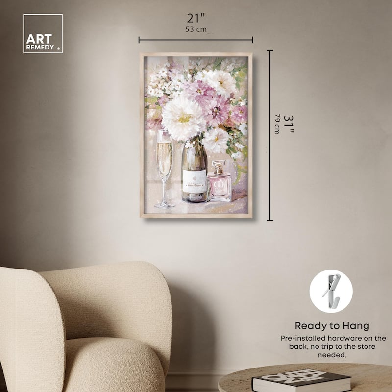 Light Floral Champagne Vase Shadowbox by Art Remedy