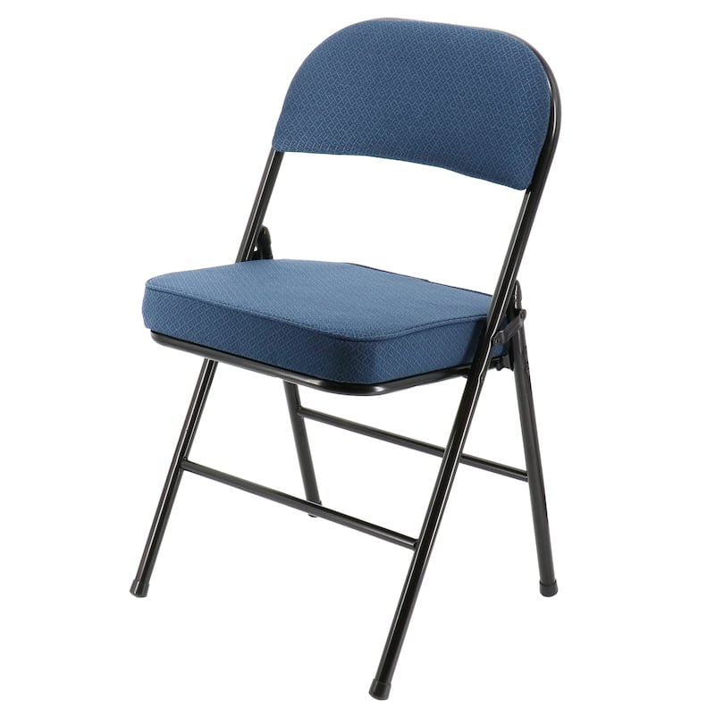 4 Piece Metal Folding Chair with 2.2 Inch Padded Seats in Dark Blue