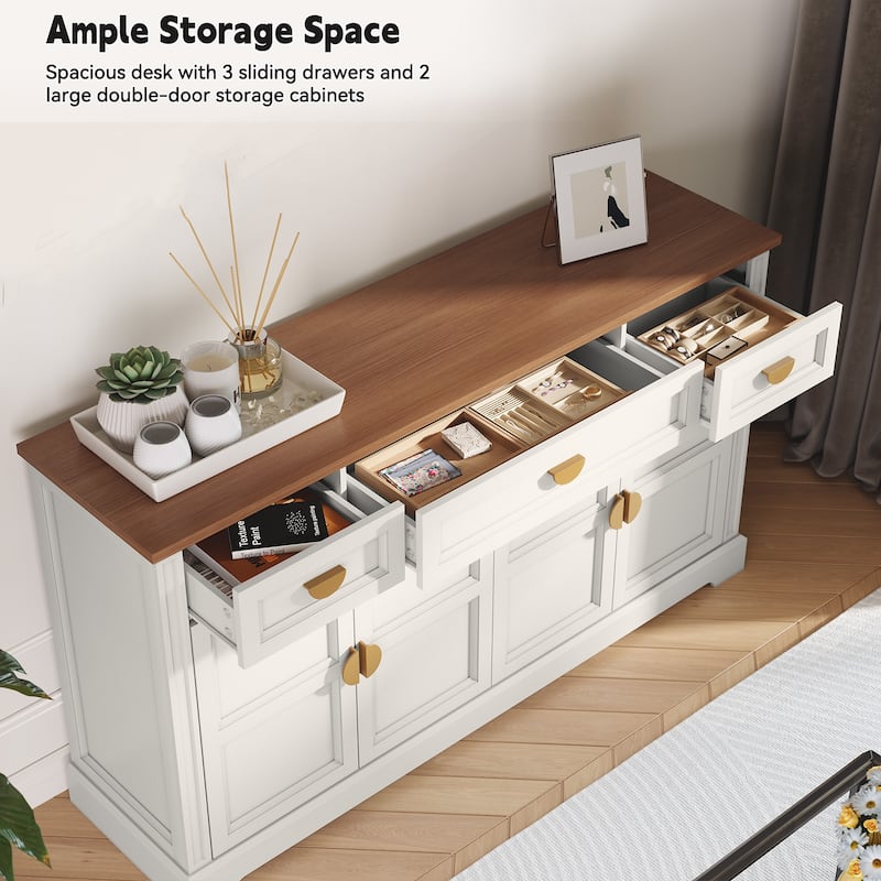 59'' W Sideboard with 3 Drawers, 4-Door Storage Cabinet