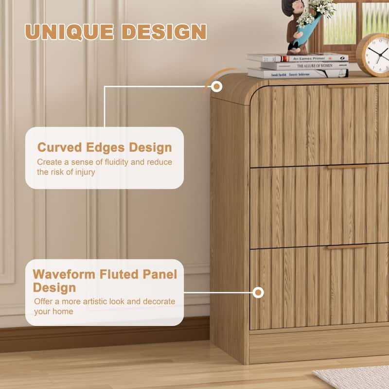 VEIKOUS 6-Drawer Wood Dresser for Bedroom, Mid-Century Modern Chest of Drawers with Anti-Tipping Device