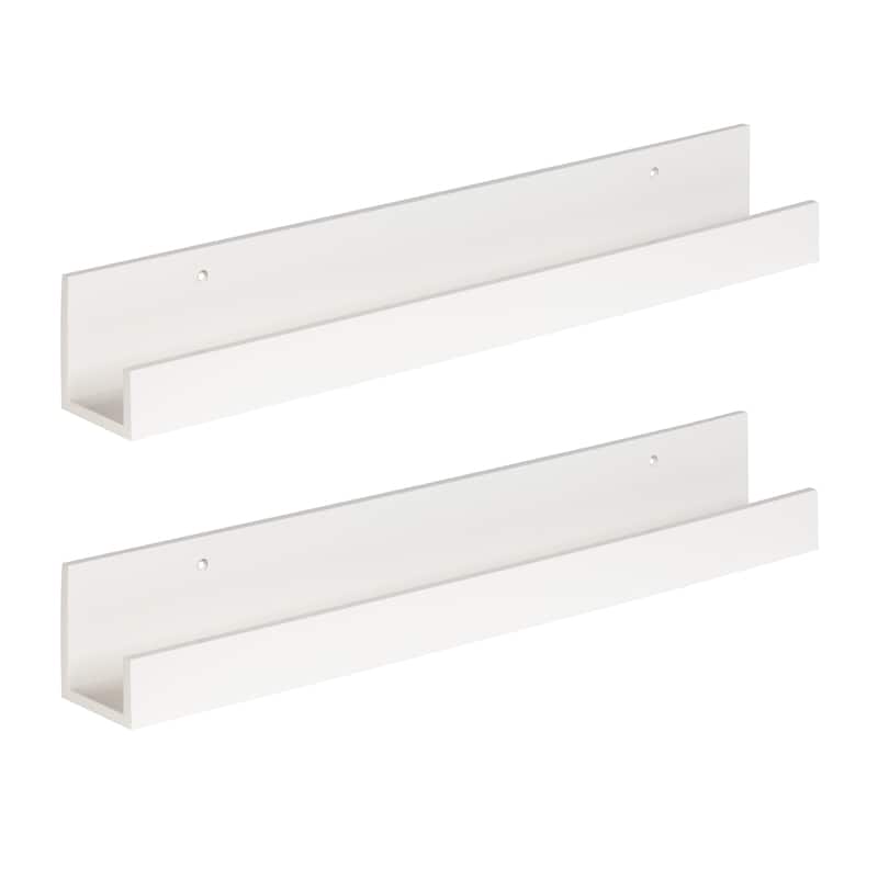 Levie 24 inch 2-Pack Wood Wall Picture Frame Holder Ledge - 2 Piece - 24" - White