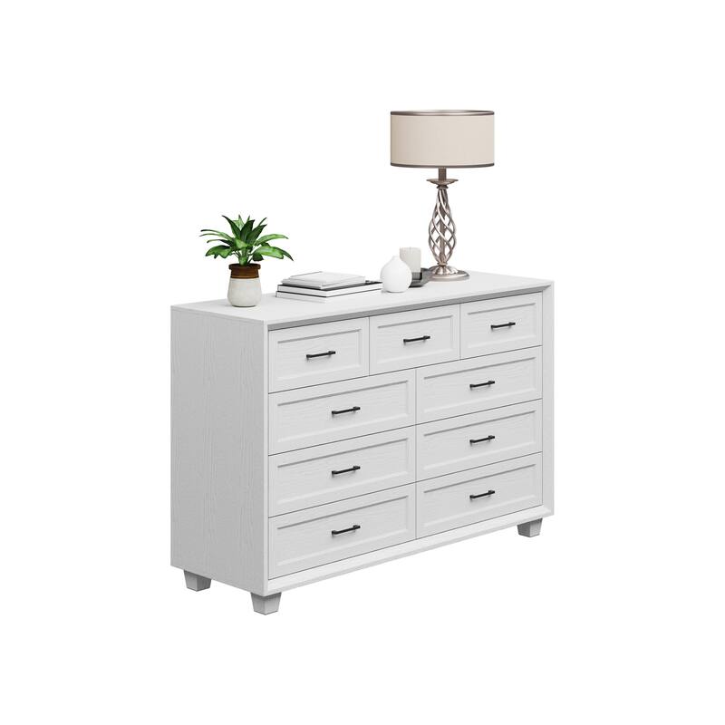 Storage Dresser Organizer TV Stand Chest of Drawers Brown White