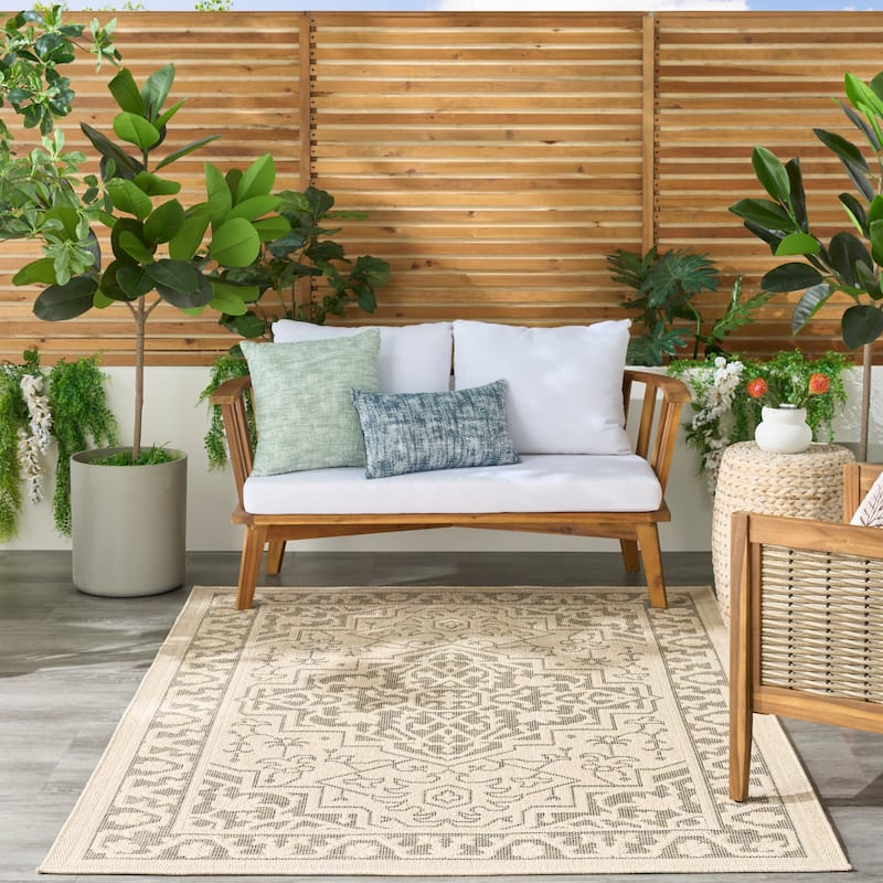 Nourison Tulum Indoor/Outdoor Persian Area Rug - 4' x 6' - Taupe/Olive