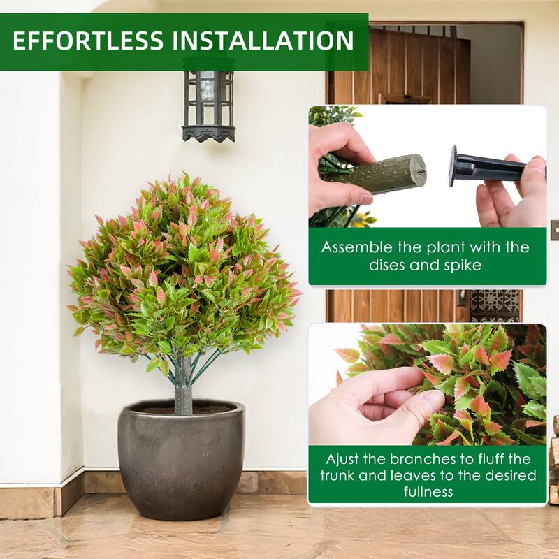 Artificial Cedar Topiary Trees with Ground Spike for Outdoor,Fake Topiary Ball Trees Artificial Plant Brush for Indoor